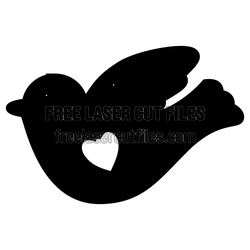 Bird with Heart Cutout Laser Cut File, Ready to Cut