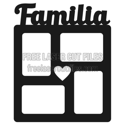 Family Photo Frame with Heart, Ready to Cut Template