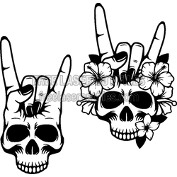 Rock Skull Hand Floral Sign SVG, Ready to Cut Design