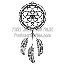 Dream Catcher Laser Cut File with Feather Pendants
