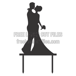 Elegant Wedding Couple Cake Topper Laser Cut File