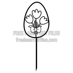 Happy Easter Egg Flower Stake Laser Cut File