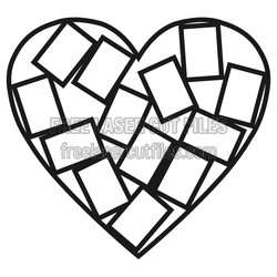 Mosaic Heart Portrait Frame Laser Cut File for Photos