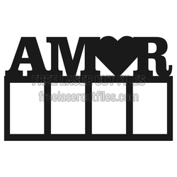 Valentine AMOR Photo Frame Laser Cut File, Free Download