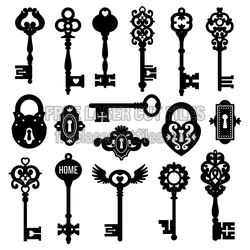 Vintage Key Clipart Set for Laser Cutting and Craft Projects