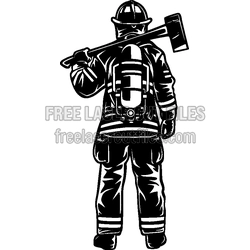Firefighter Silhouette with Axe, Laser Cut Rescue Worker Design