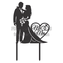 Mr and Mrs Wedding Cake Topper Laser Cut Design