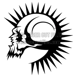 Spiked Skull Laser Cut File, Scary Gothic Design