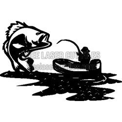 Fisherman Catching Fish Silhouette Laser Cut File