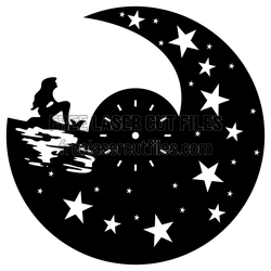 Little Mermaid Wall Clock Laser Cut File