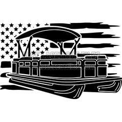 Pontoon Boat American Flag Laser Cut Patriotic Lake Life Art