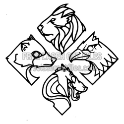 Four Animal Head Line Art Cut File for Laser Projects
