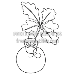 One-Line Plant in Pot Laser Cut Drawing Template
