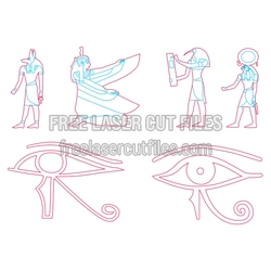 Ancient Egyptian Figures and Eye Motifs Laser Cut File