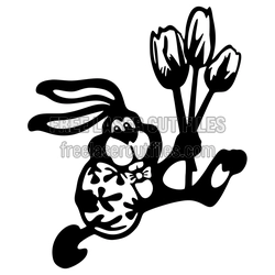 Happy Easter Bunny with Tulip Bouquet Laser Cut File