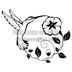 Hummingbird and Flowers Laser Cut Decor, Ready to Cut