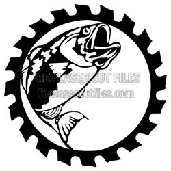 Jumping Bass in Gear Ring Laser Cut Fish Design