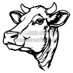 Cow Head SVG Laser Cut File, Farm Animal Face Design