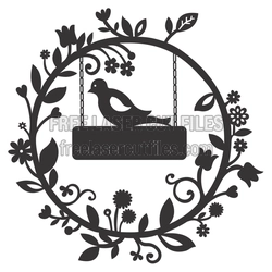 Floral Bird Swing Wreath Laser Cut Wall Decor