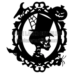 Halloween Skull Mirror Frame SVG, Horror Decor Ready to Cut