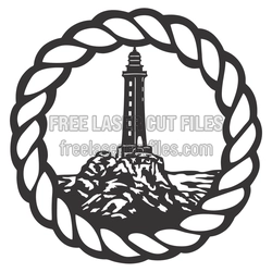 Lighthouse Rope Frame Laser Cut File for Coastal Decor