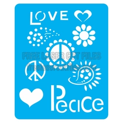 Peace and Love Stencil Set for Laser Cutting