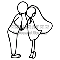 Stick Figure Couple Kissing Laser Cut File, Ready to Cut