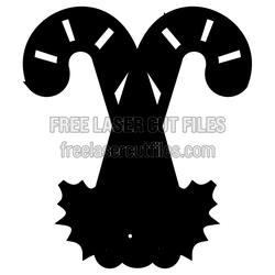 Candy Cane Christmas Ornament Laser Cut Template