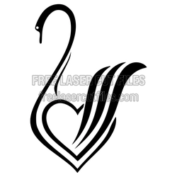 Elegant Swan Heart Clipart Laser Cut File