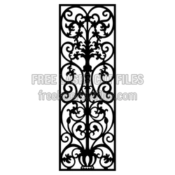Ornamental Floral Door Screen Panel, Laser Cut Template