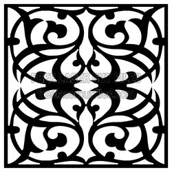 Ornamental Square Panel Pattern for Laser Cutting