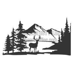 Mountain Deer Forest Landscape Laser Cut File