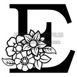Floral Monogram Letter E Cut File, Free DXF Download