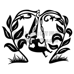 Girl on Swing Floral Silhouette Laser Cut Template