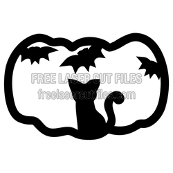Pumpkin Cat and Bats Halloween Decoration Ready to Cut