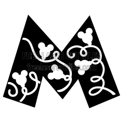 Mickey Mouse M Monogram Split Letter Laser Cut File