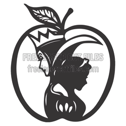 Snow White Apple Silhouette Laser Cut File, Ready to Cut
