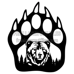 Bear Paw Scene Laser Cut File, Ready to Cut Nature Design