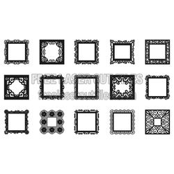 Decorative Openwork Square Frame Set for Laser Cutting