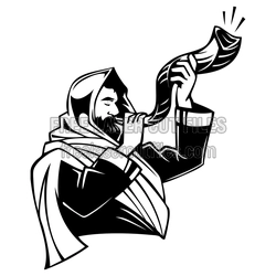 Shofar Blowing Jewish Clipart Laser Cut Design