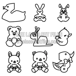 Cute Baby Animal Laser Cut Set for Nursery Craft Projects