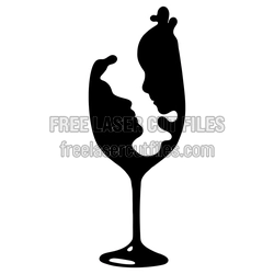 Romantic Wine Couple Glass Silhouette Laser Cut File