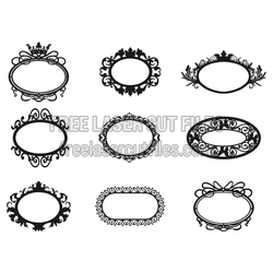 Ornate Oval Monogram Frames, Laser Cut Frame Set