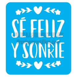 Happy Smile Stencil Sign with Hearts and Florals