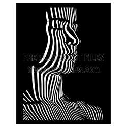 3D Woman Abstract Profile Laser Cut Decorative Art