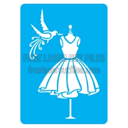 Bird and Dress Stencil Design for Laser Cutting