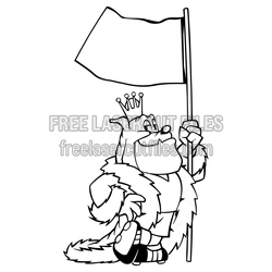 Cartoon Dog Soccer Player with Trophy Flag Cut File