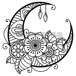Floral Moon Mandala Laser Cut Design, Ready to Cut
