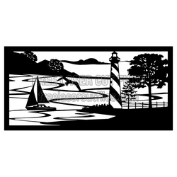 Lighthouse Harbor Scene Laser Cut Wall Decor