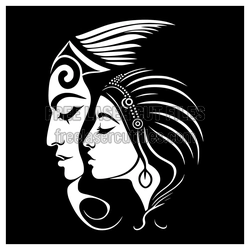 Indian Couple Profile Clipart Laser Cut Design